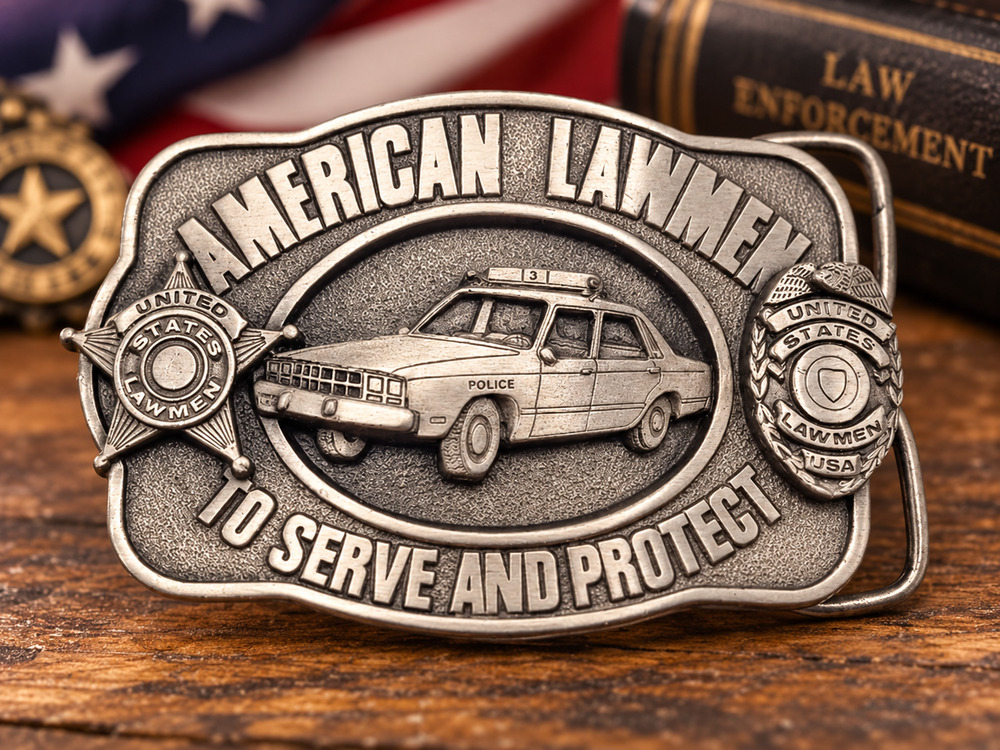 Vintage 1983 Siskiyou American Lawmen Police Belt Buckle M-27 Chevy Impala